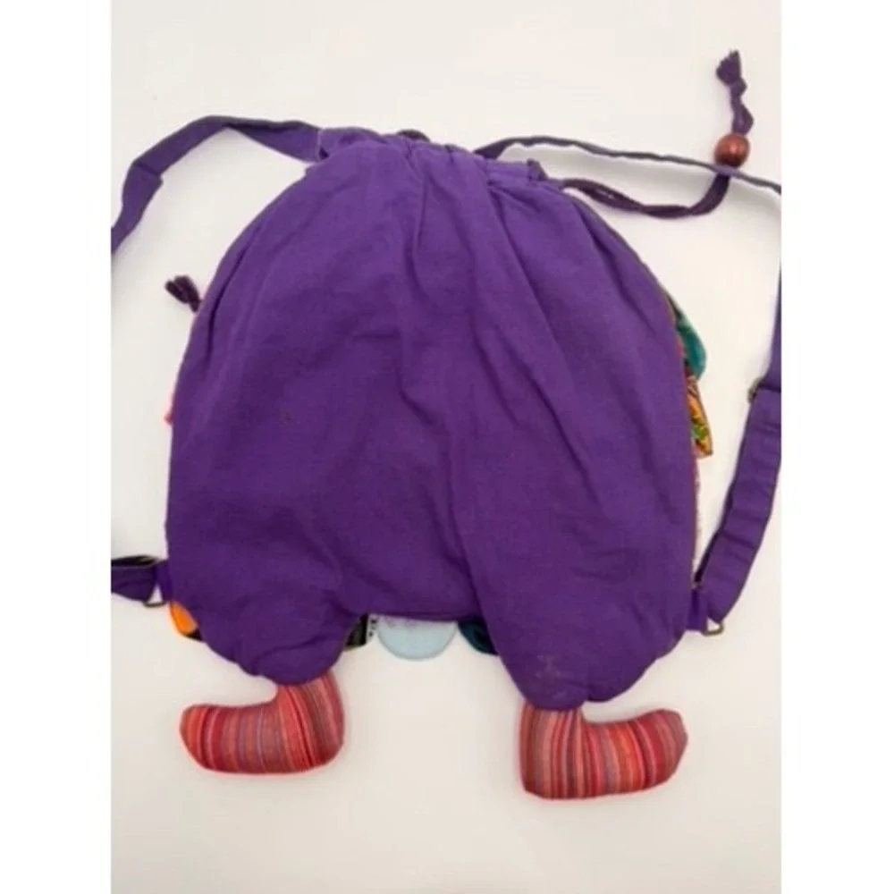Unbranded Owl Patchwork Backpack Women Small Purple Multicolor Good Boho Novelty